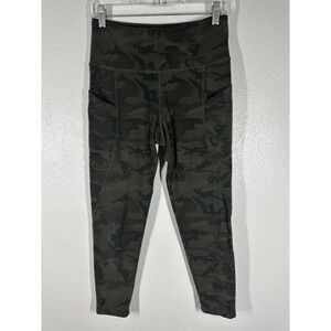 Strut This Leggings Womens XL Green Camo High Rise Pocket 7/8 Yoga Made USA